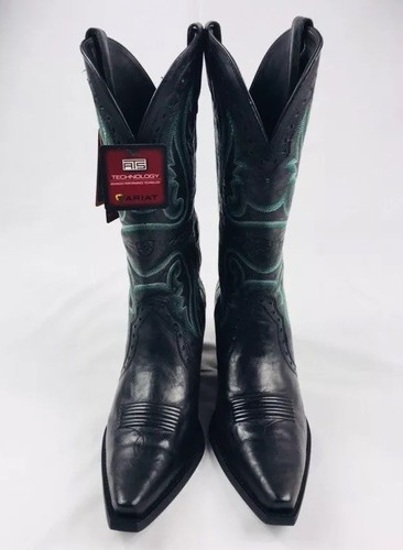 Ariat Heritage Vintage  X Toe Black / Green Western Boots -  #10005918 - Size 10