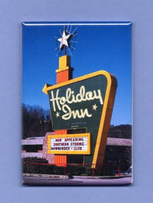 HOLIDAY INN SIGN *2X3 FRIDGE MAGNET* VINTAGE HOTEL MOTEL VACATION TRAVEL NIGHT 