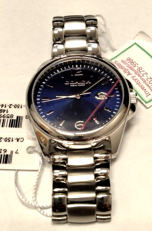 Pre-owned Coach Ny Blue Dial Wr 3 Bar Men Japan Movt Watch