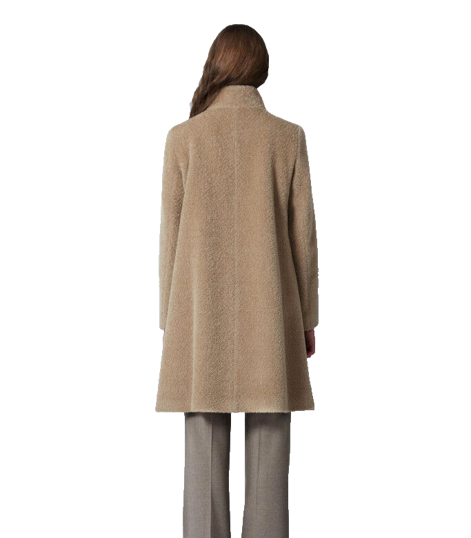 Pre-owned Cinzia Rocca Icons $1225  Women's Wool And Alpaca Flared Coat, Light Camel, Sz-2