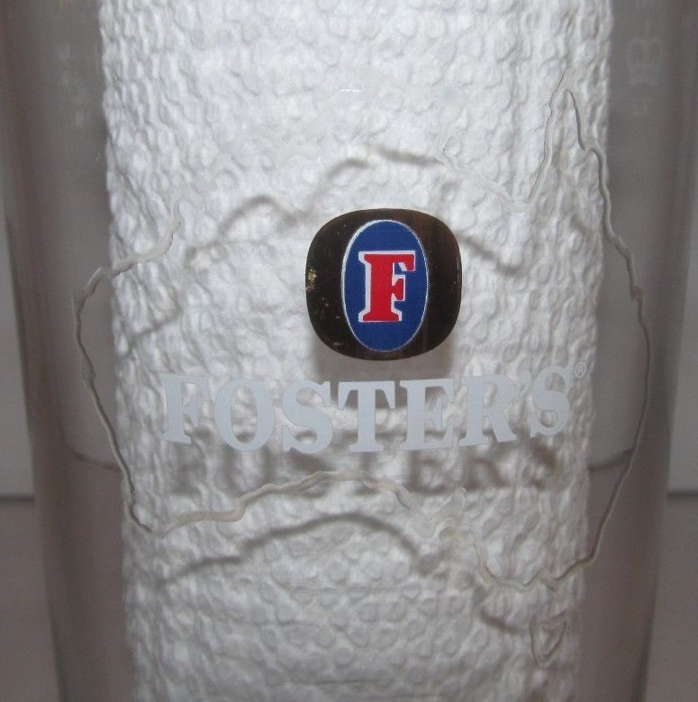 Foster's Australia Embossed Pint Beer Glass - GOLD Brewing Industry Awards Glass