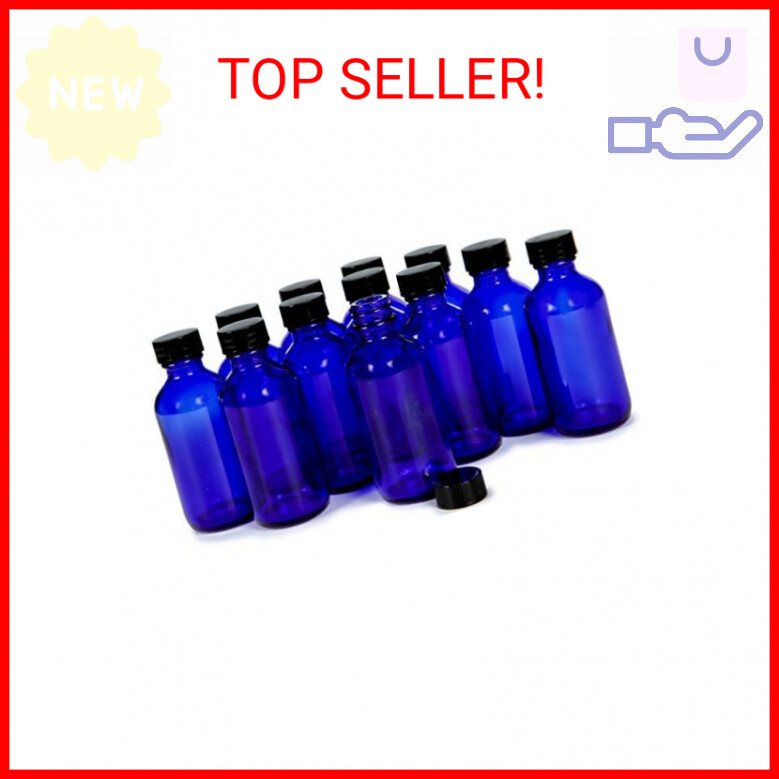 Vivaplex, 12, Cobalt Blue, 2 oz Glass Bottles, with Lids
