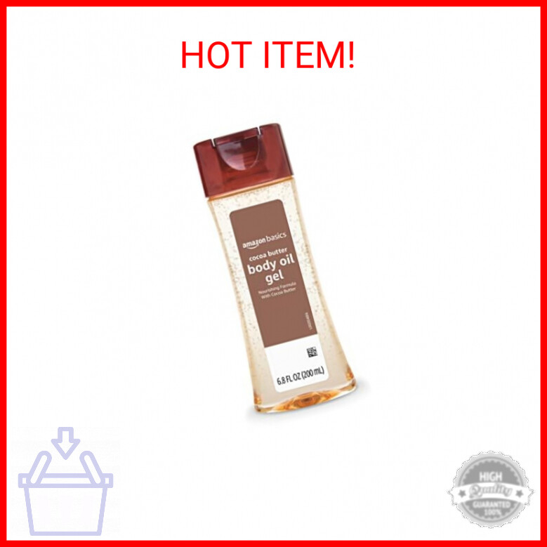 Amazon Basics Body Oil Gel with Cocoa Butter, Paraben Free, 6.8 Fl Oz (1 pack)