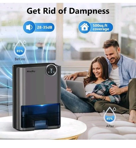Dehumidifier, NineSky 70oz Dehumidifiers for Home, 500 sq.ft