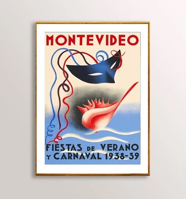 Montevideo Fiestas de Verano y Carnaval, 1938-39 Vintage Travel Poster - Poster