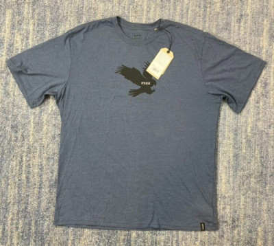 Prana Journeyman Free Bird T Shirt 2XL Fair Trade Blue Heather