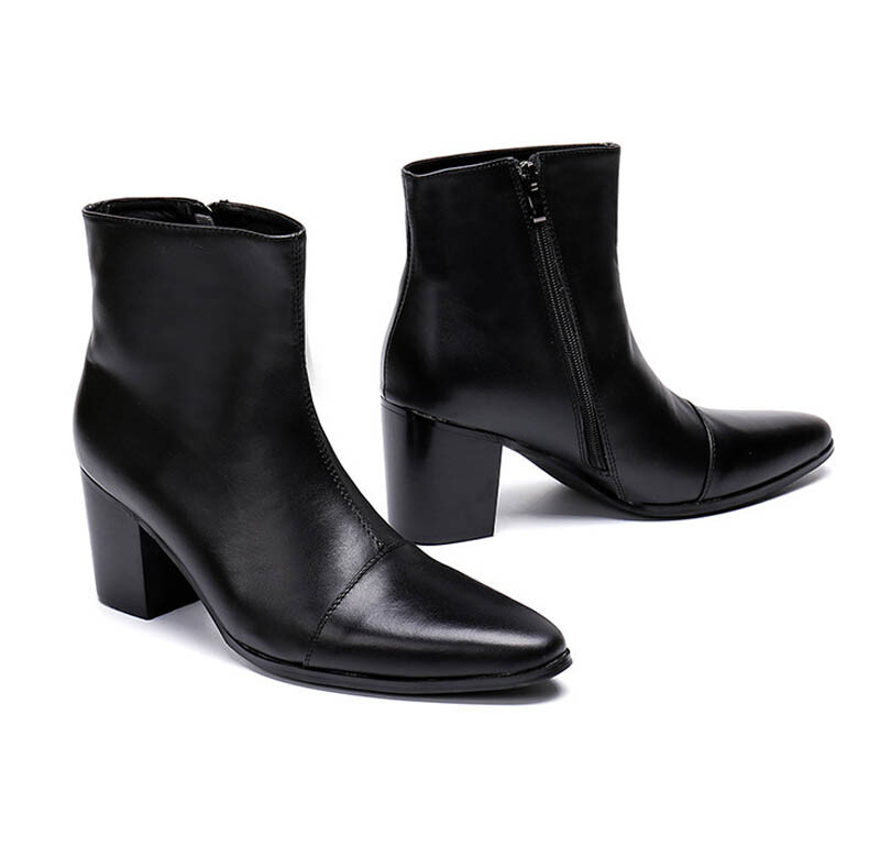 靴 MB LEATHER HIGH-HEEL DRESS BOOTS Amazon.com | Men's Leather Chunky Heel Dress Chelsea Boots