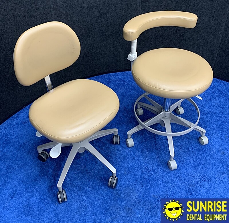 ADEC 1601 Doctor & 1622 Assistant Dental Stool Set Pecan Ultraleather