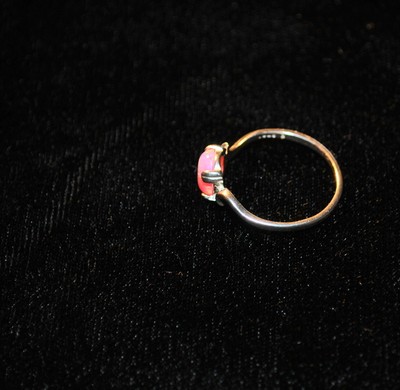 New Ring 925 sterling silver ** Pink ** Oval ** Simulated Opal  ** Size 8