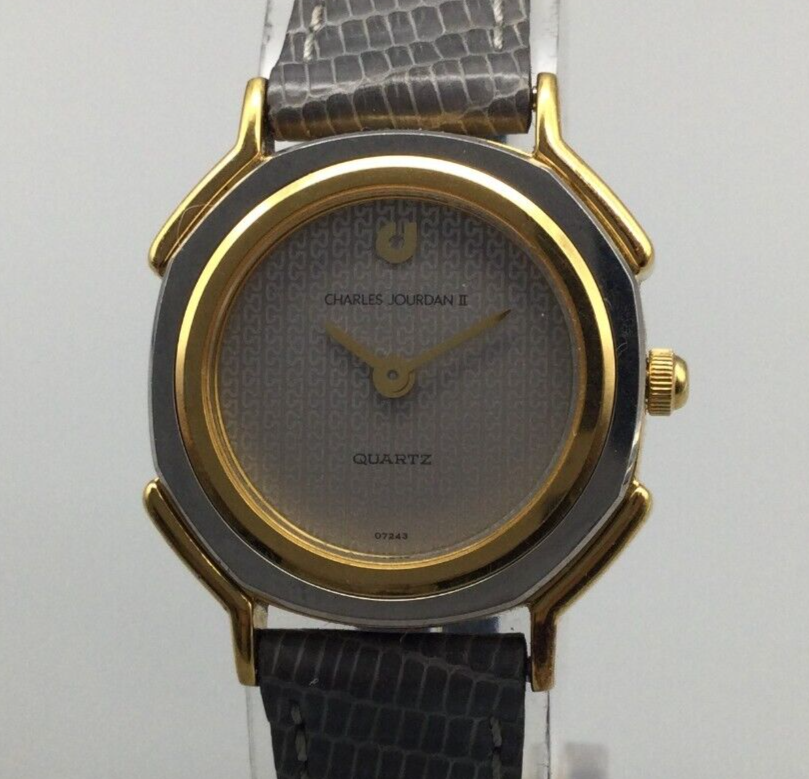 Vtg Charles Jourdan Watch Women 23mm Silver Gold Tone Lizard