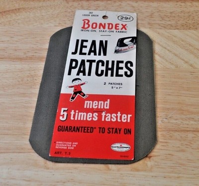 Vintage Bondex Iron-On Stay On Fabric Jean Patches- 2-5''x7'' Patches *New*