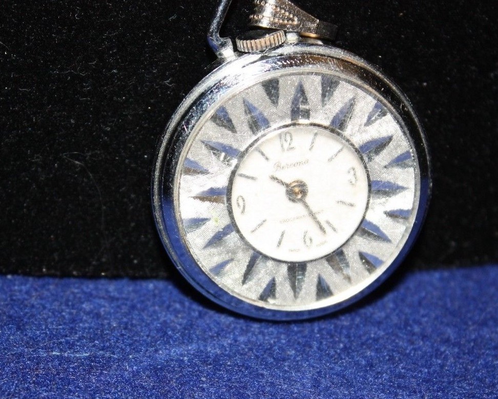 Bercona Pocket Watch Silver Tone Needs Battery