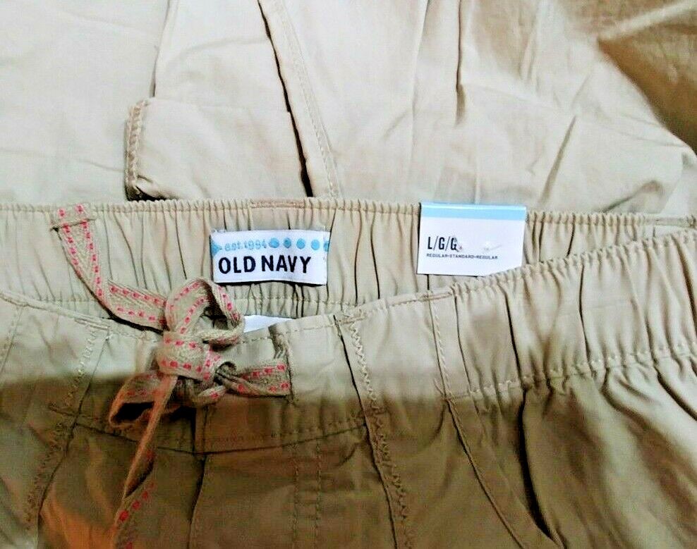 Old Navy Girls Capri Tan Size Large NEW Stylish Elastic Waist Cuffed