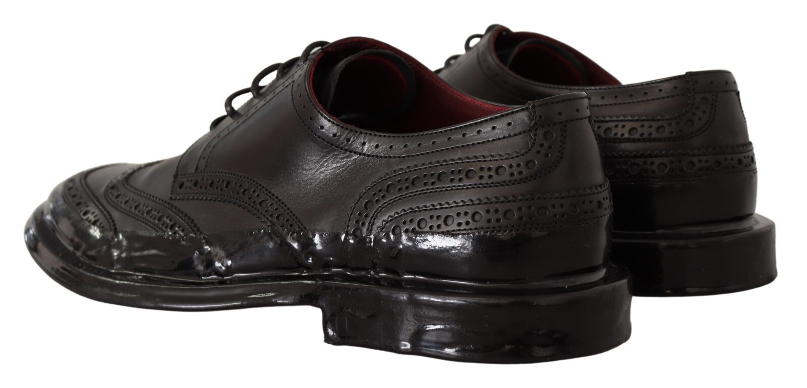 Pre-owned Dolce & Gabbana Shoes Derby Black Leather Oxford Wingtip Formal Eu43 /us10 $1200