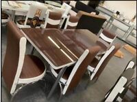 💯🎉Brand New Glass Extending Table Sets with option of 4 or 6 Leather Chairs