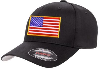 USA American Patriotic Flag Flexfit 6277 Athletic Baseball Fitted Hat Cap