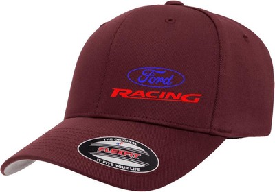 Ford Racing Logo Fully Embroidered Side Panel Flexfit 6277 Baseball Hat Cap