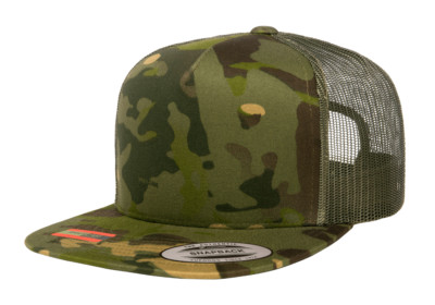 YP Classics Yupoong Flat Bill Trucker Cap Structured Meshback Snapback Hat 6006