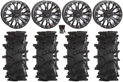 System 3 SB-4 15'' Wheels Black (4+3) 33'' Outlaw Max Tires Commander Maverick