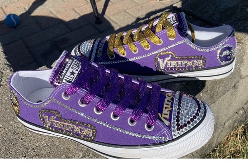 Pre-owned Converse Crystallized Minnesota  Bling-custom-made Any Team Any Sport Sz7-11 In Purple
