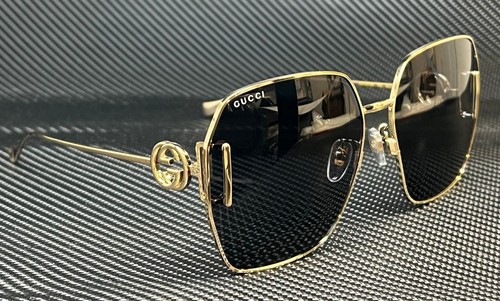 Pre-owned Gucci Gg1207sa 002 Gold Grey Women's 64 Mm M Size Sunglasses In Gray