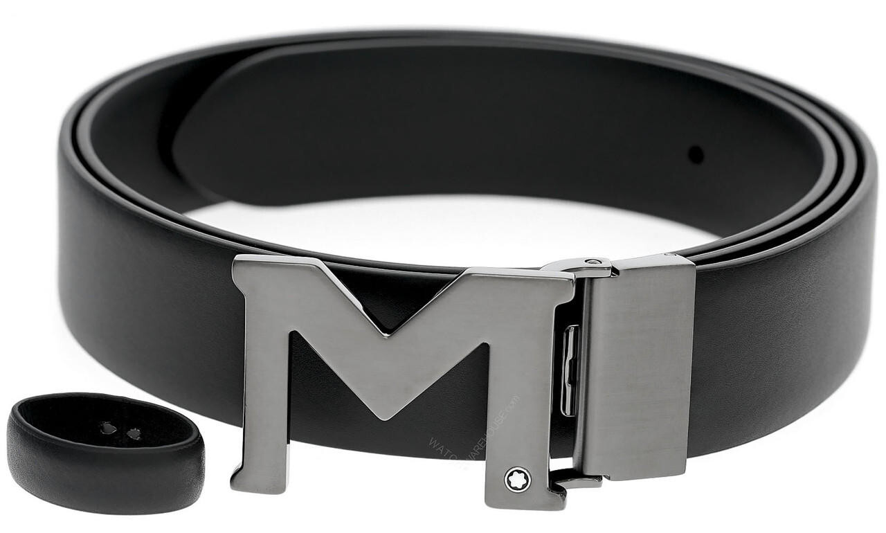 Pre-owned X120 Montblanc M Buckle Black 35mm Reversible Leather Belt 129445