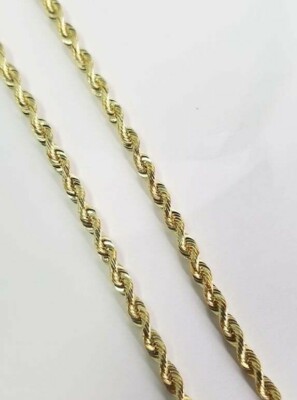 Pre-owned Rope Chain Sale Real 10k Yellow Gold Necklace  3.5mm 26" Inch Men