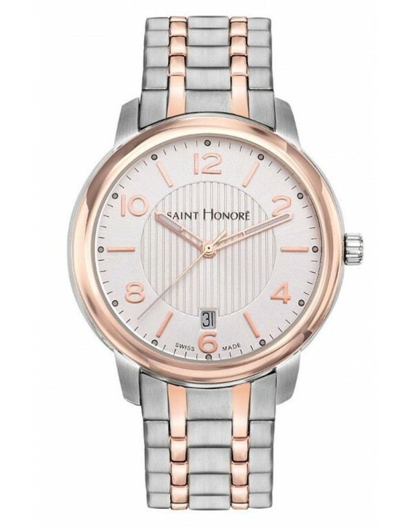 Pre-owned Saint Honore Swiss Made Quartz Watch Two Tones Silver And Rose Gold 8611406abfr