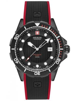 Pre-owned Swiss Military Hanowa Swiss Made Mens Diver Watch Rubber Strap 06-4315.13.007