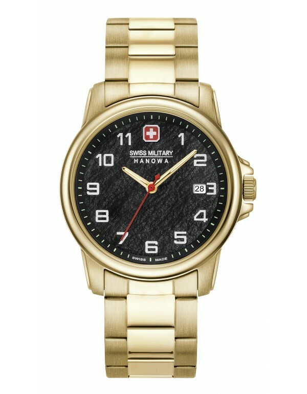 Pre-owned Swiss Military Hanowa Swiss Made Gold Watch Black Dial Date 06-5231.7.02.007
