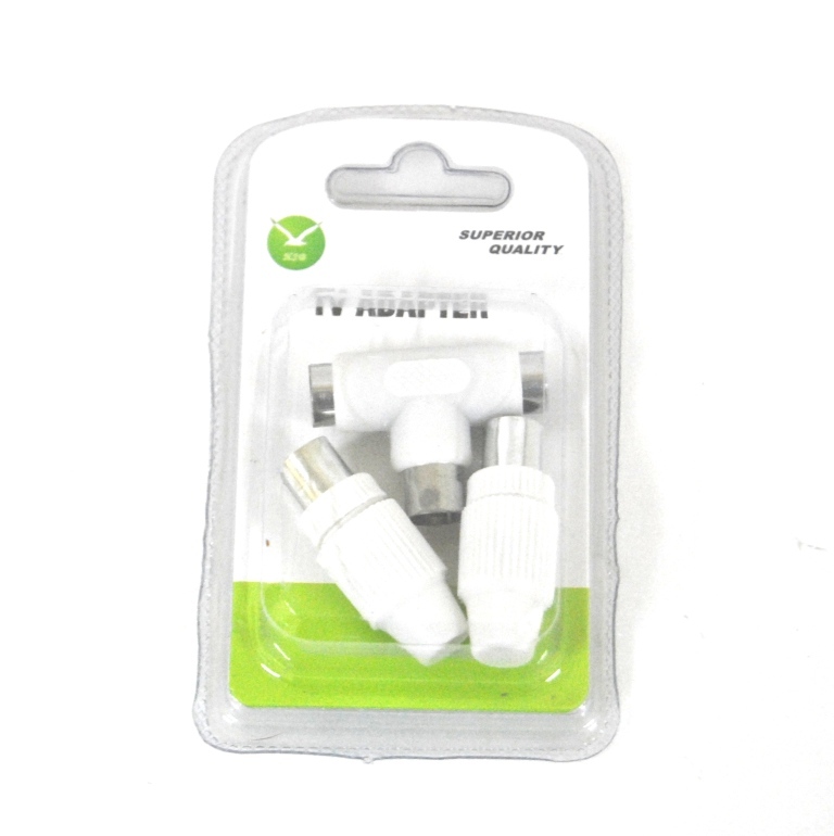 Set 2 Connettori Coassiali Antenna Tv + Sdoppiatore 1M - 2F 9,5mm  hsb