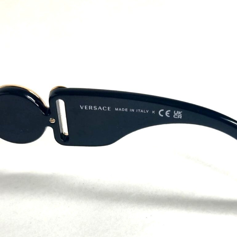 Pre-owned Versace Sunglasses Ve4361 539787 Medusa Biggie Black Gold Studs Rectangle
