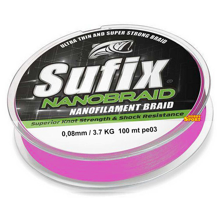 SUFIX NANO BRAID 100 MT 0,08mm PE 0.3 TRECCIATO MULTIFIBRA ULTRA LIGHT GAME 8 LB
