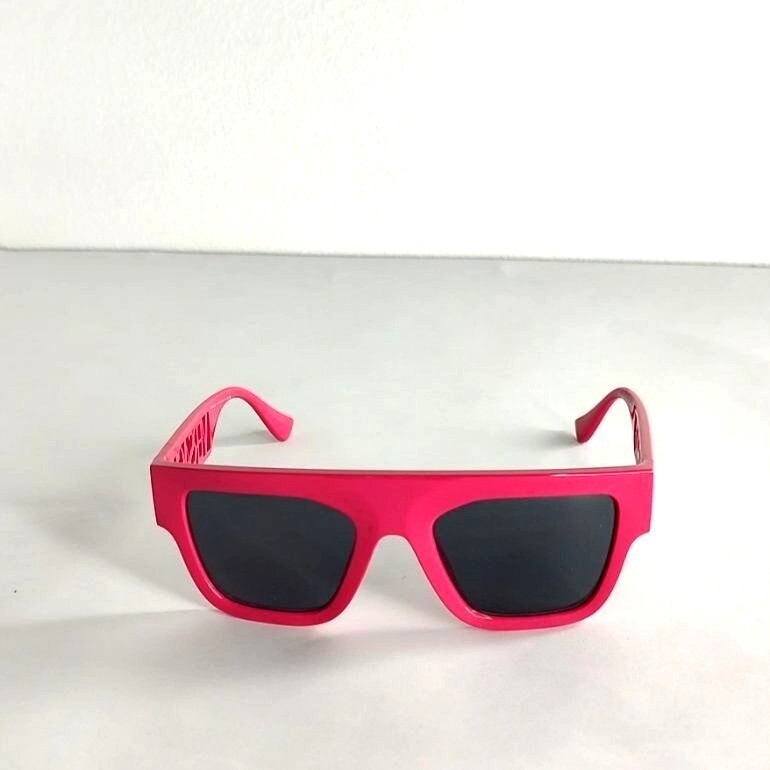 Pre-owned Versace Ve4430 536787 Fuschia Pink Rectangulat Logo Spell Out Unisex In Gray