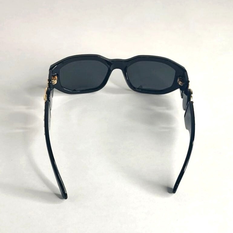 Pre-owned Versace Sunglasses Ve4361 539787 Medusa Biggie Black Gold Studs Rectangle