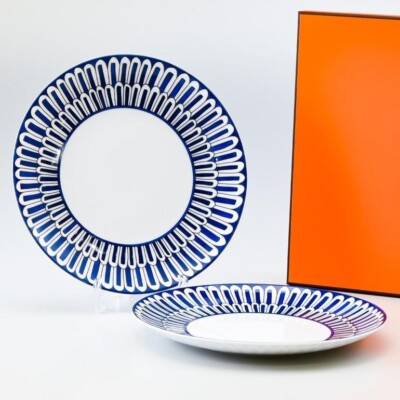 Hermes Bleus d'Ailleurs Set of 2 Dessert Plate 22 cm blue porcelain dinner 8.75''