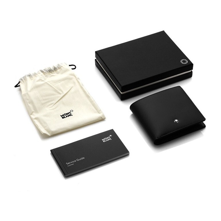 Pre-owned Montblanc Meisterstück Leather Bifold Wallet Purse Card Coin Holder For Men In Black