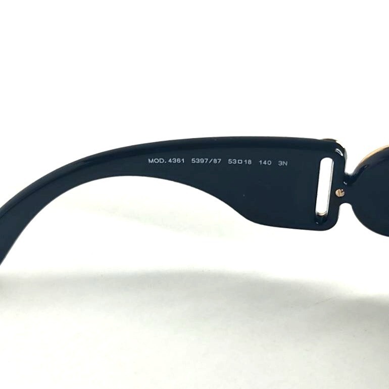 Pre-owned Versace Sunglasses Ve4361 539787 Medusa Biggie Black Gold Studs Rectangle