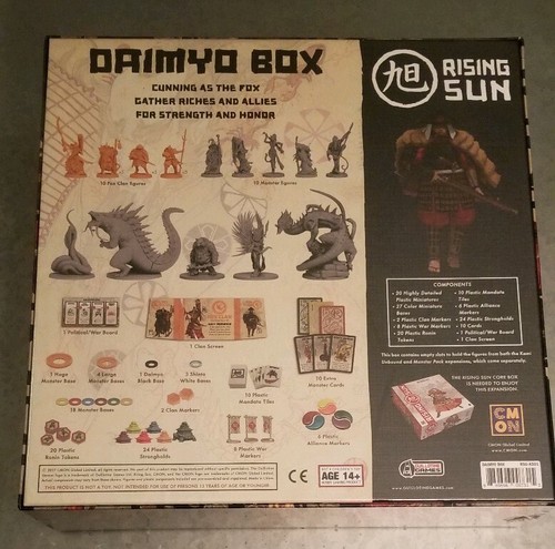 RISING SUN Kickstarter DAIMYO Pledge + COINS PLAYMAT DYNASTY ALL EXTRAS but Book