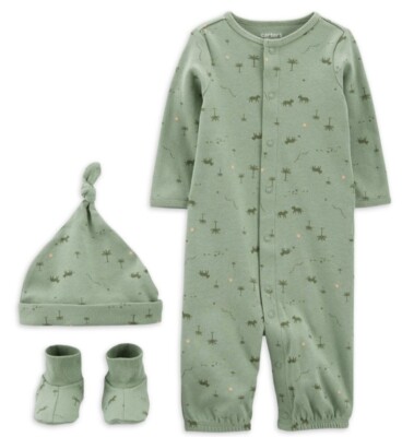 CHILD OF MINE BY CARTER'S INFANT 3 PC CONVERTER GOWN, GREEN.