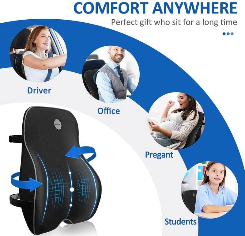 Lumbar Support Pillow Memory Foam Back Cushion Pillow for Chair Computer