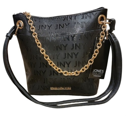 Jones New York Signature Handbag Black Gold Chain Zipper New Jones New York Signature Handbag Black Gold Chain Zipper New