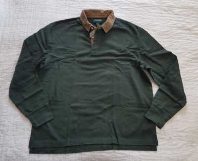NEW NEN'S XS XL J CREW 1984 CORDUROY COLLAR RUGBY SHIRT NATURAL & DARK HUNTER