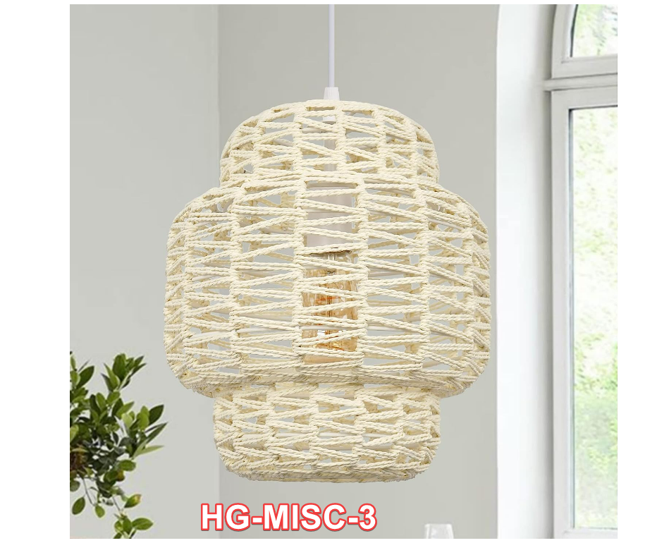ZOSIMIO Boho Modern Creamy-White Woven Rope Rattan Pendant Light Fixture Lantern