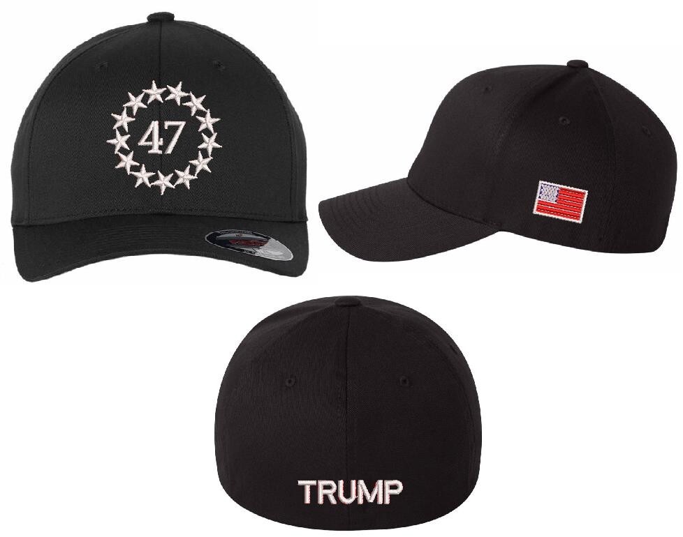 Trump 2025 Hat - 47th President Stars with Side Flag Patch and TRUMP on the back