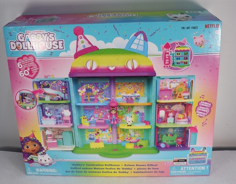 Gabby's Celebration Dollhouse + Deluxe Rooms Giftset 6 Deluxe Rooms