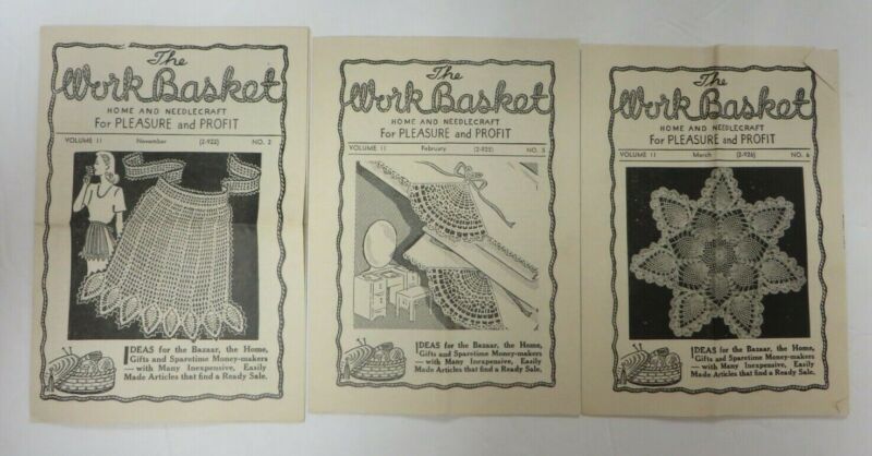 Vintage THE WORKBASKET Needlecraft Issues from VOLUME 11 No. 2, 5, 6 RARE