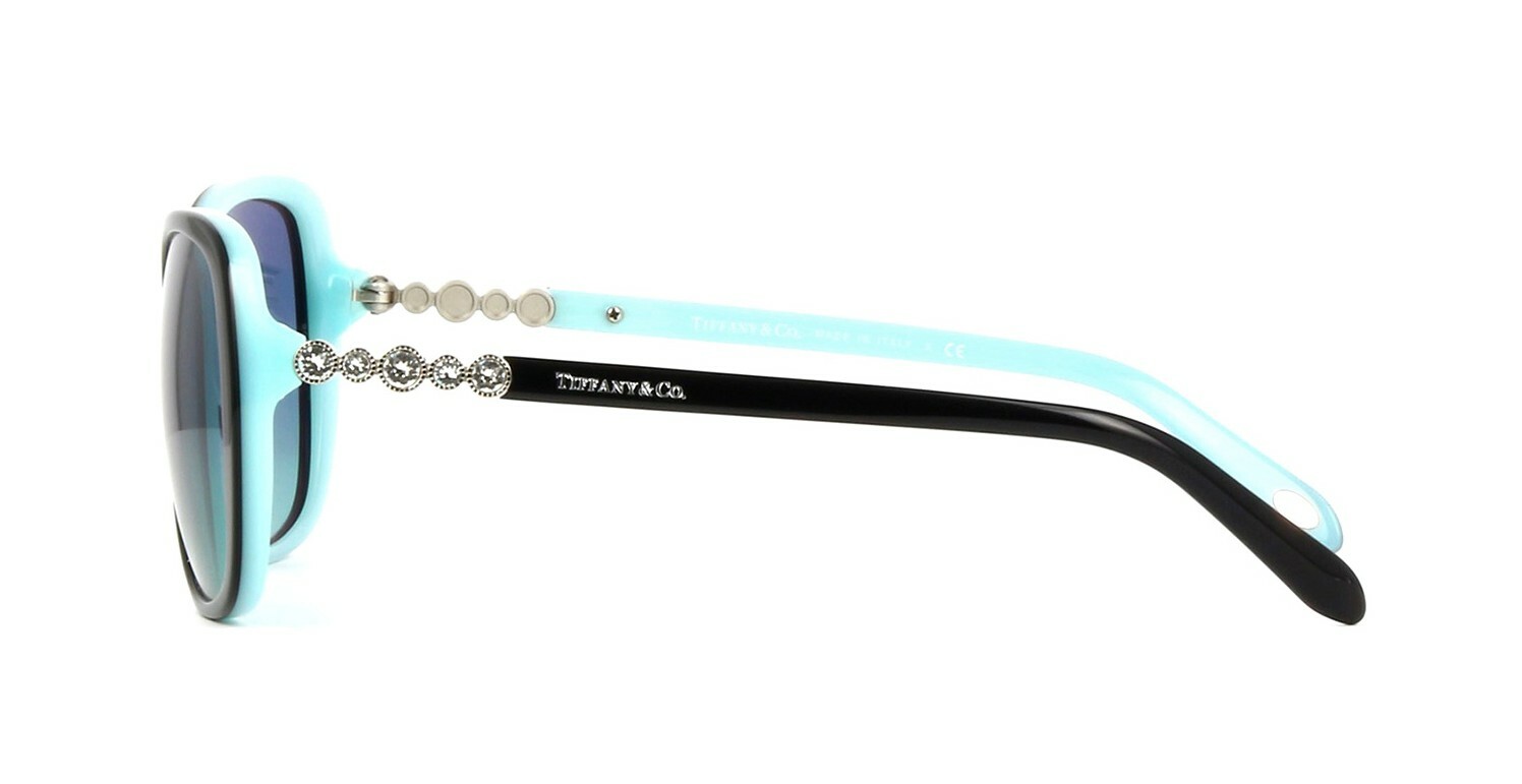 Pre-owned Tiffany & Co Tiffany Cobblestone Tf 4121b Black/blue Shaded (8055/9s) Sunglasses