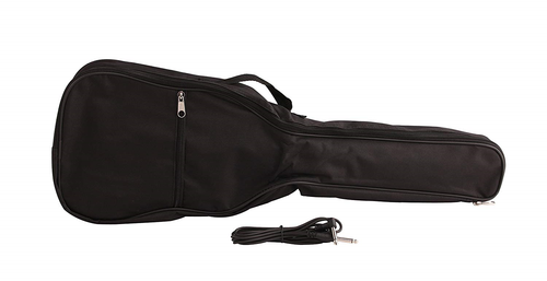 Vorson FSUK-1 S-Style Electric Ukulele with Gig Bag, Black