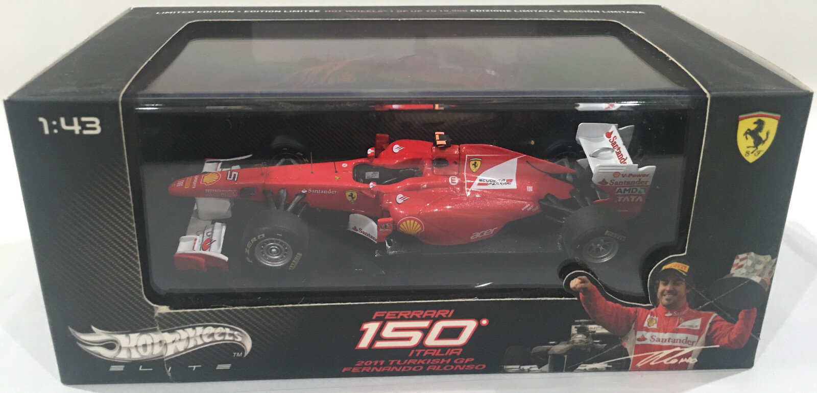 マテル ホットウィール 1/43 フェラーリ F150°イタリア アロンソ #5 Hot Wheels 1/43 diecast Elite Ferrari 150 Italia 2011